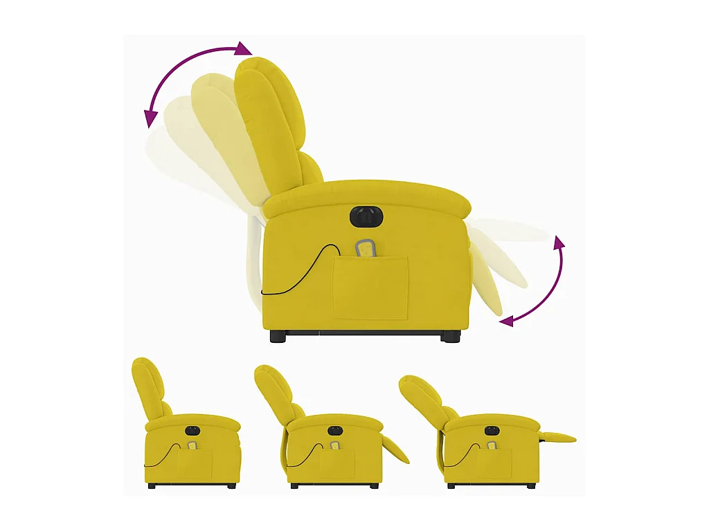 Sillón de relax | Sillón reclinable masaje eléctrico elevable terciopelo amarillo SHL8899
