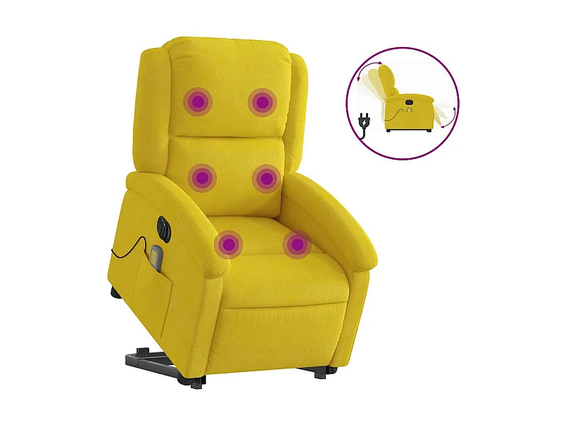 Fauteuil inclinable électrique-Chaise-Fauteuil de Massage jaune velours SHL3052