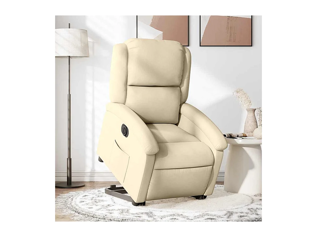 Poltrona Confortável | Poltrona reclinável elevatória elétrica tecido cor creme SHL95734