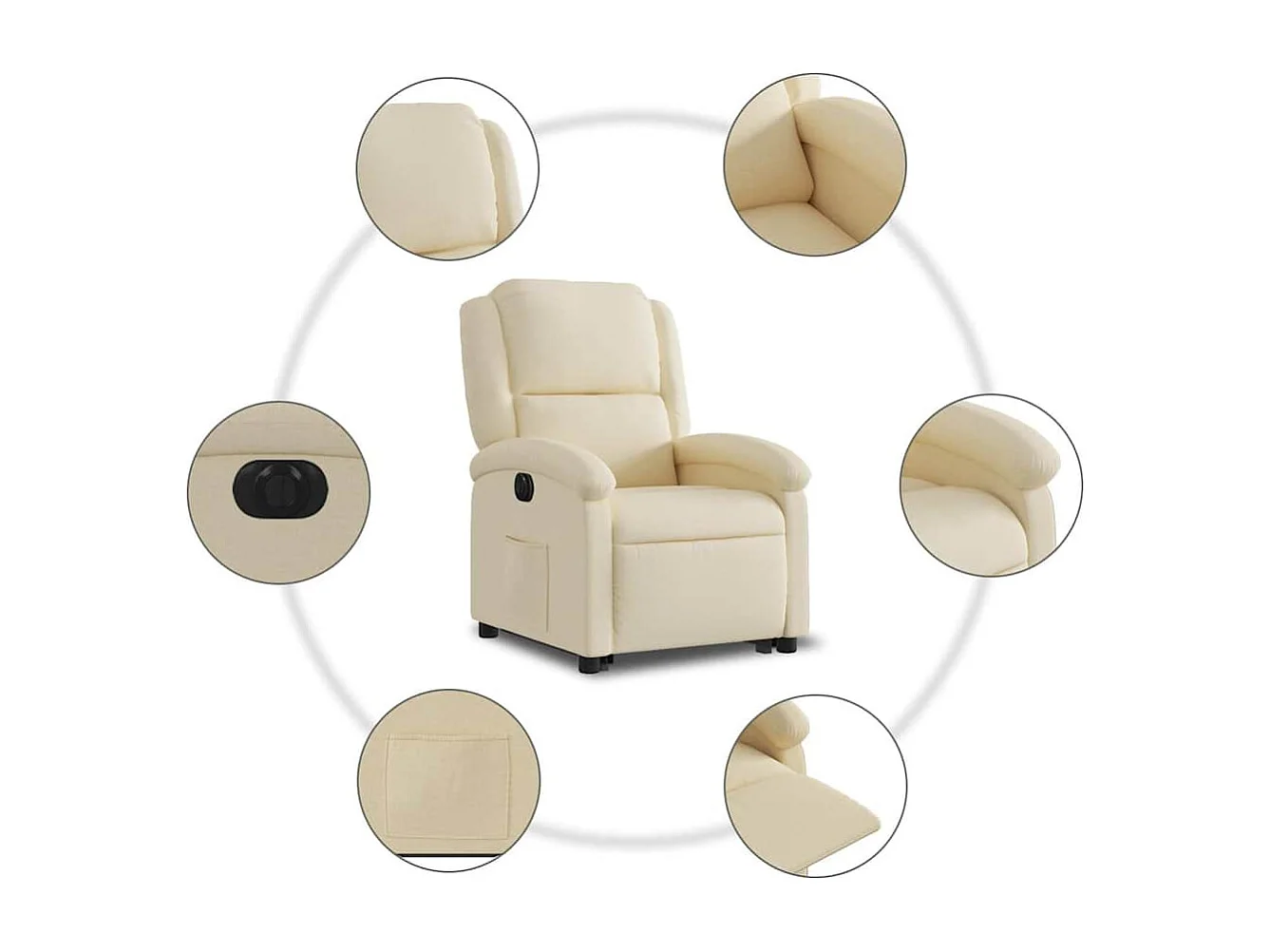 Fauteuil inclinable électrique-Fauteuil TV crème tissu SHL5144