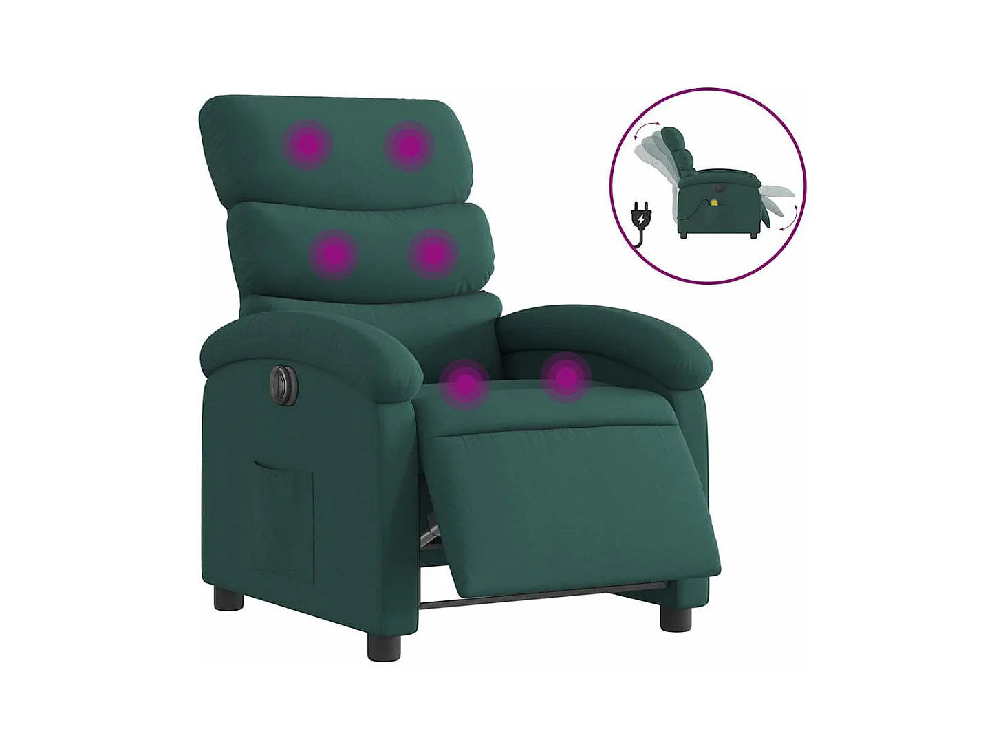 Sillón de relax | Sillón reclinable de masaje eléctrico tela verde oscuro SHL7888