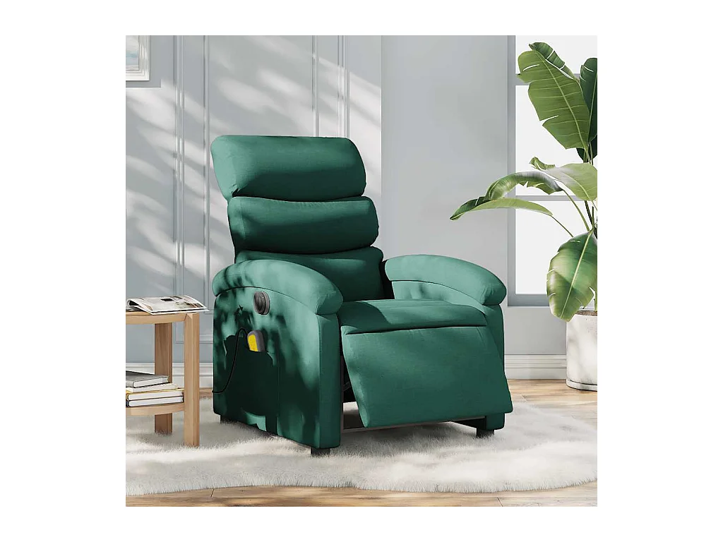 Sillón de relax | Sillón reclinable de masaje eléctrico tela verde oscuro SHL7888