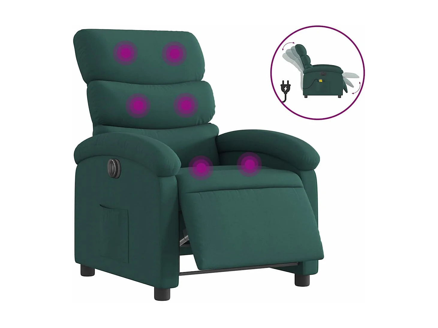 Massagesessel Elektrisch | Relaxsessel indoor Dunkelgrün Stoff SHL79662