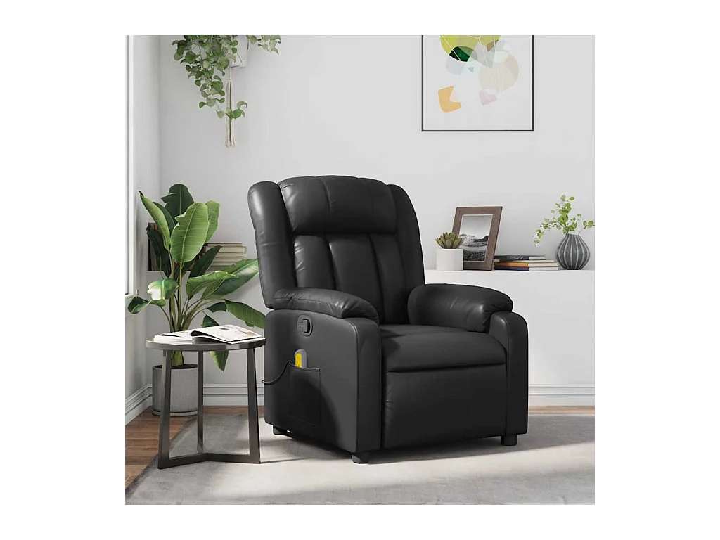 Sillón de salón | Silla | Sillón de masaje reclinable cuero sintético negro SHL4352