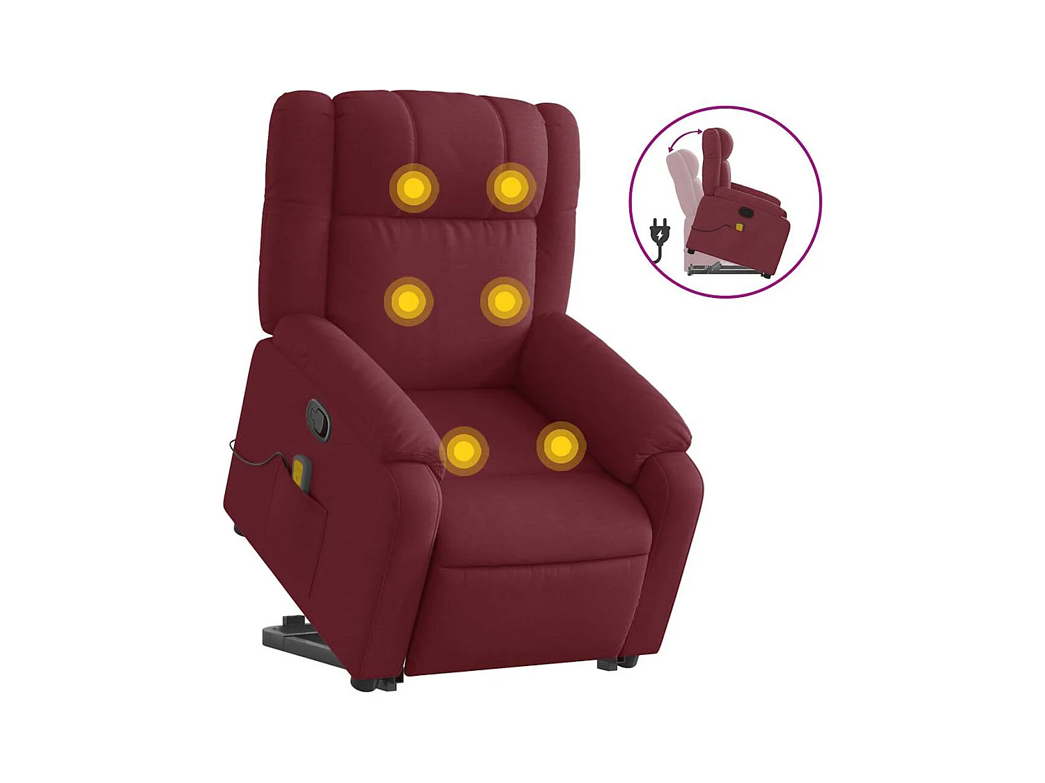Fauteuil inclinable-Chaise de relax-Fauteuil de Massage Rouge bordeaux Tissu SHL3880