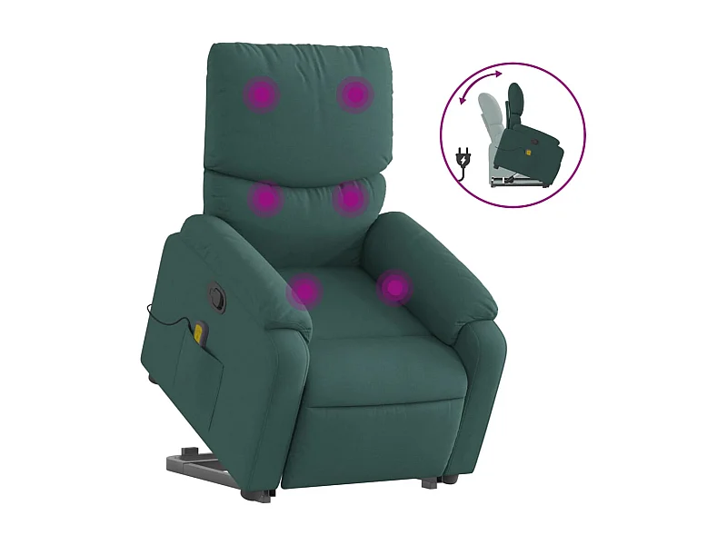 Silla de masaje reclinable de pie de tela verde oscura SHL7028
