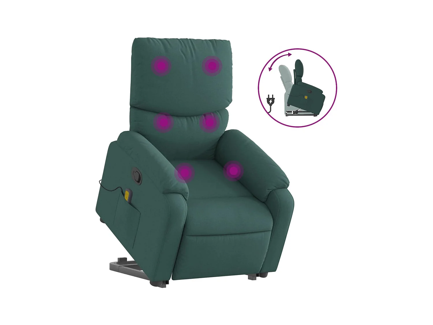 Silla de masaje reclinable de pie de tela verde oscura SHL7028