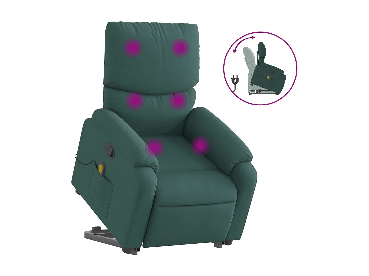 Fauteuil inclinable-Chaise de relax-Fauteuil de Massage Vert foncé Tissu SHL1672