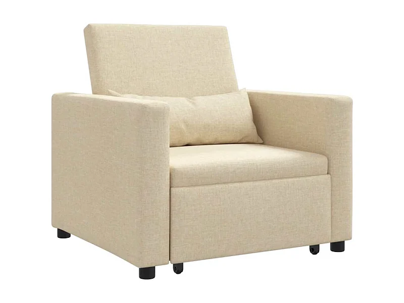 Sofá Cama Individual con ruedas Crema 90x165x87 cm tela SHL9466