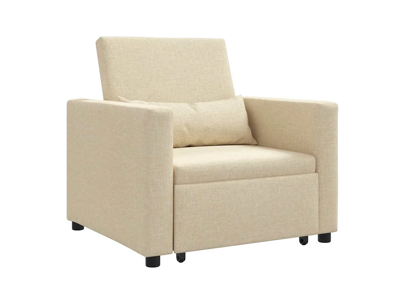 Sofá Cama Individual con ruedas Crema 90x165x87 cm tela SHL9466