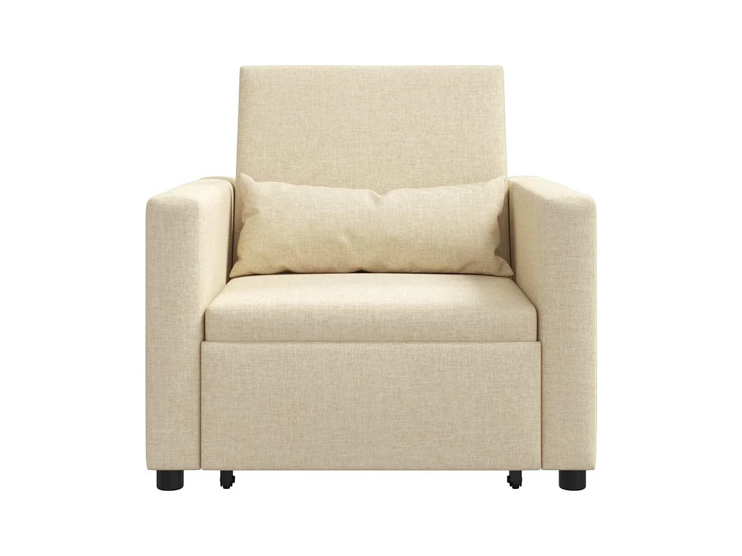 Sofá Cama Individual con ruedas Crema 90x165x87 cm tela SHL9466