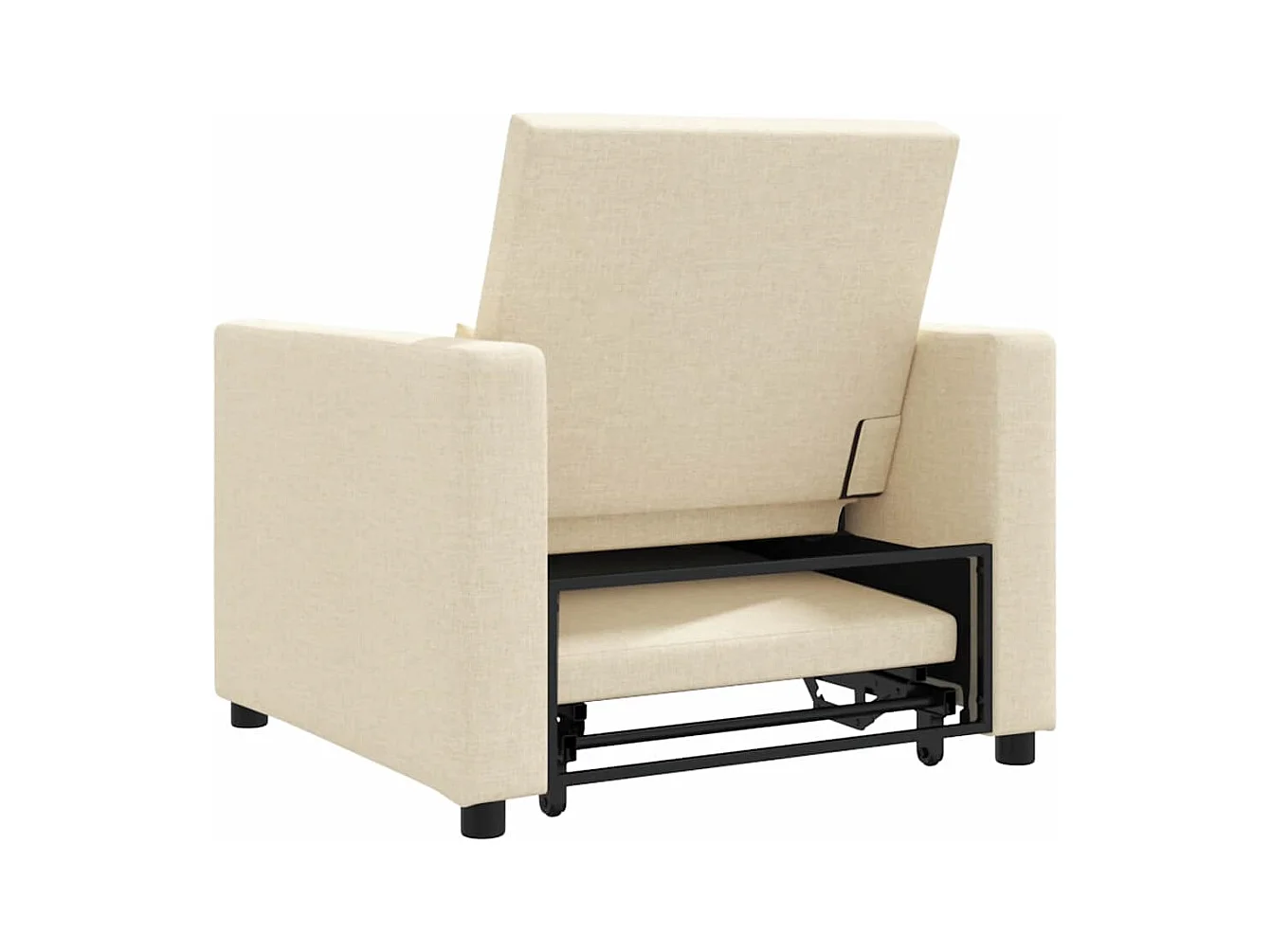 Sofá Cama Individual con ruedas Crema 90x165x87 cm tela SHL9466