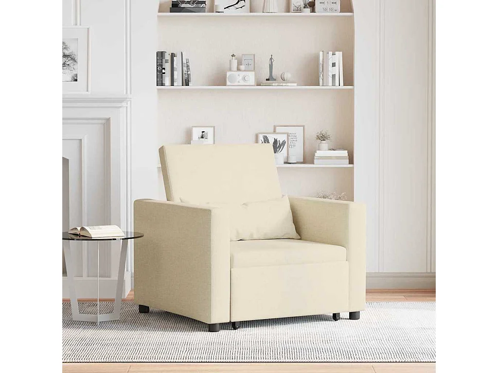 Fauteuil Salon-Chaise de relax-Chaise de Canapé Crème 90x165x87 cm tissu SHL3670