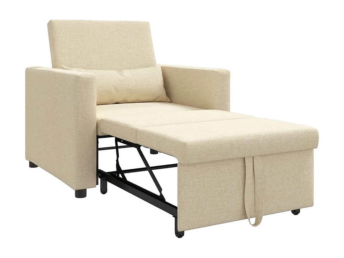 Fauteuil Salon-Chaise de relax-Chaise de Canapé Crème 90x165x87 cm tissu SHL3670