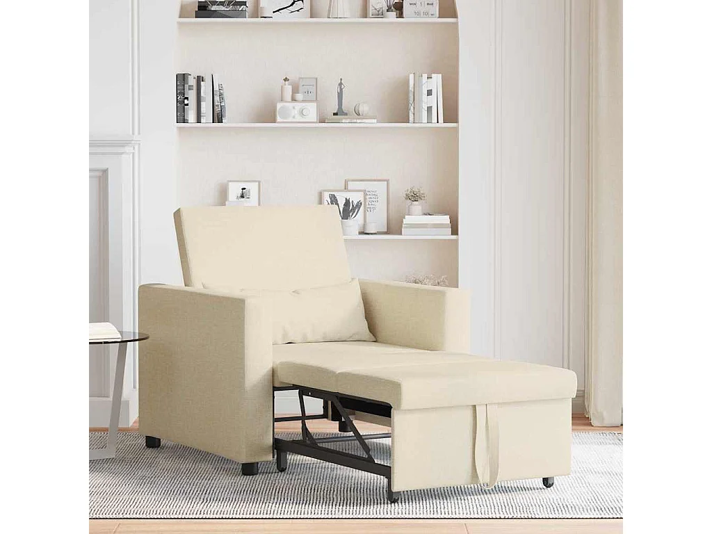 Fauteuil Salon-Chaise de relax-Chaise de Canapé Crème 90x165x87 cm tissu SHL3670