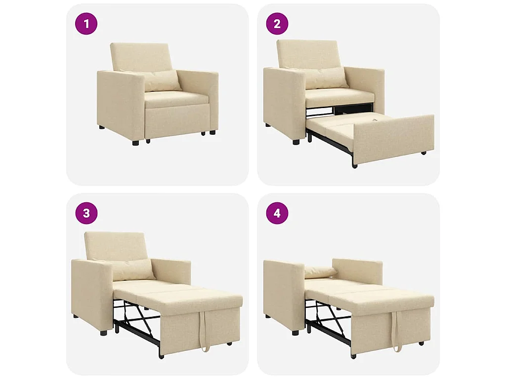 Fauteuil Salon-Chaise de relax-Chaise de Canapé Crème 90x165x87 cm tissu SHL3670