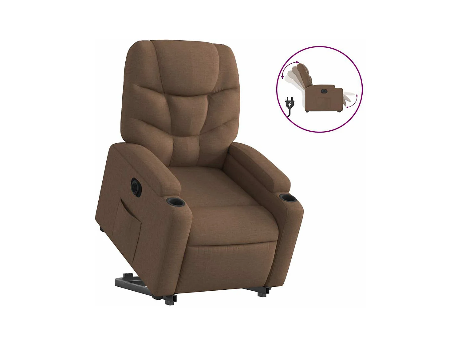 Fauteuil inclinable électrique-Chaise de relax-Fauteuil TV marron tissu SHL3186