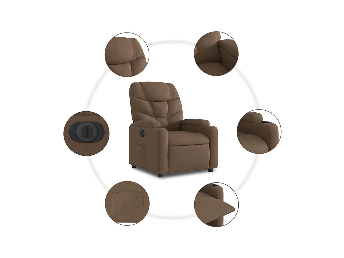 Fauteuil inclinable électrique-Chaise de relax-Fauteuil TV marron tissu SHL3186
