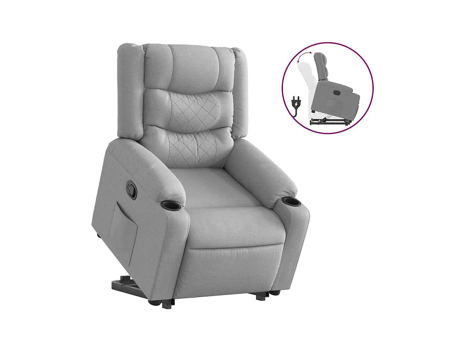 Sillón de relax | Silla | Sillón reclinable elevable de tela gris claro SHL3944