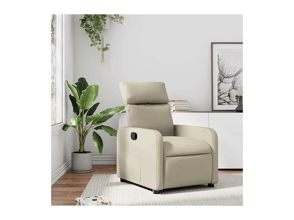 Sillón de relax | Sillón reclinable de cuero sintético crema SHL8529