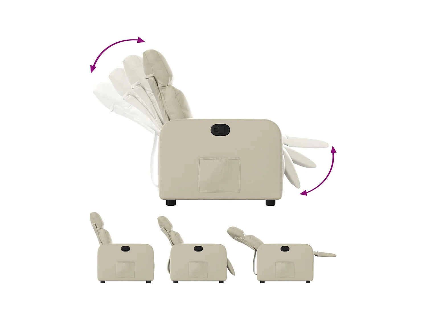 Sillón de relax | Sillón reclinable de cuero sintético crema SHL8529