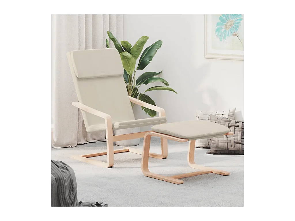 Sillón de relax | Silla de relax con taburete tela color crema SHL9818