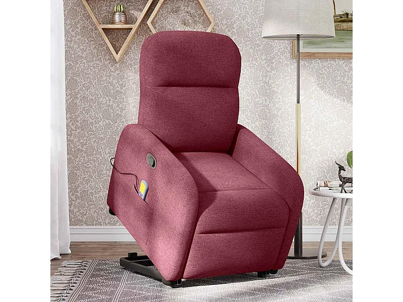 Sillón de relax | Sillón reclinable de masaje elevable tela rojo tinto SHL5312