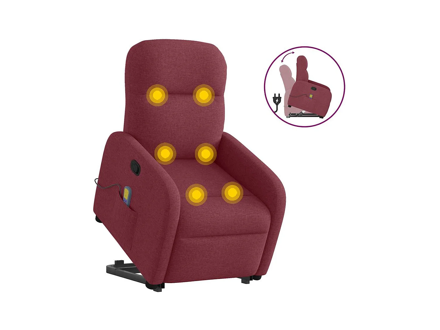 Sillón de relax | Sillón reclinable de masaje elevable tela rojo tinto SHL5312
