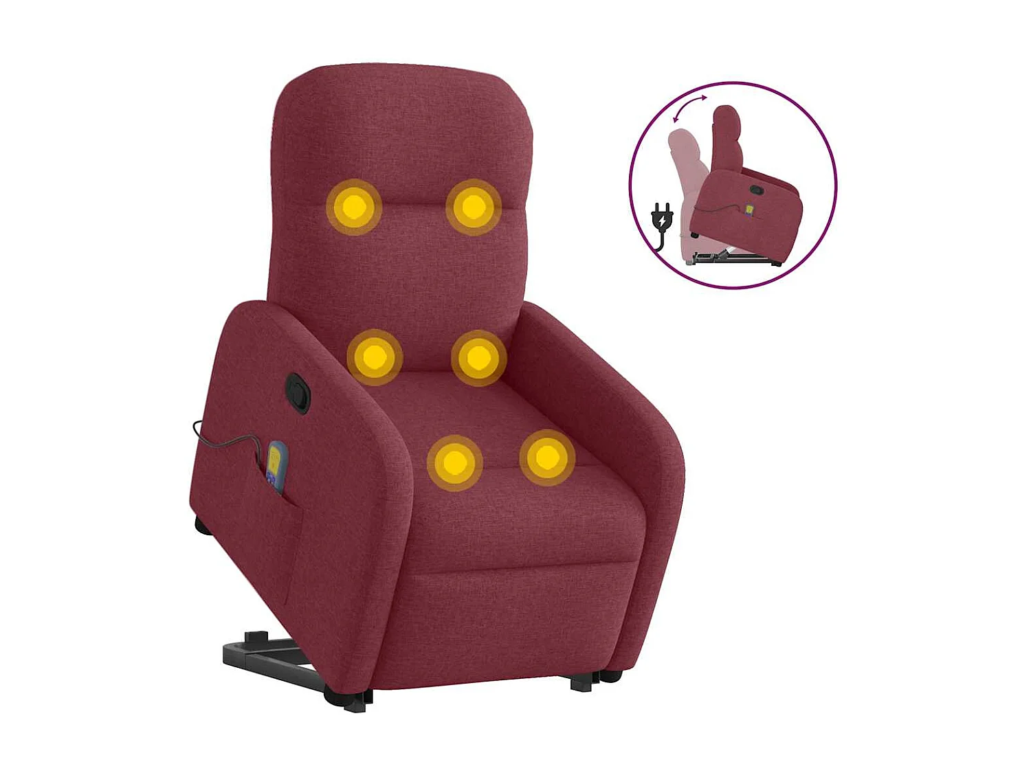 Fauteuil inclinable-Chaise de relax-Fauteuil de Massage Rouge bordeaux Tissu SHL5330