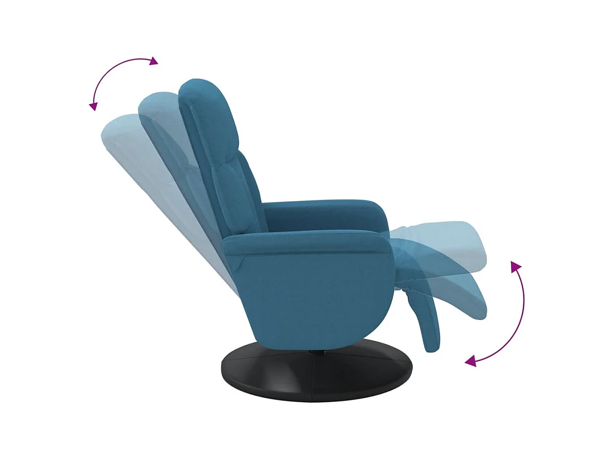 Fauteuil inclinable-Fauteuil salon avec repose-pied bleu velours SHL2481