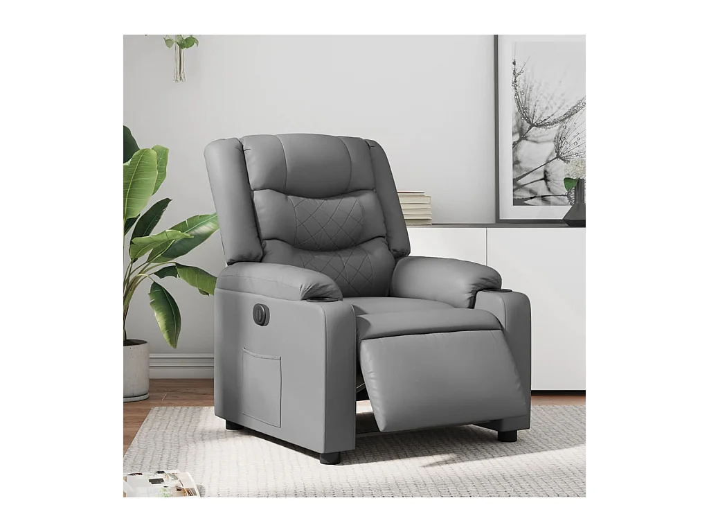 Sillón de relax | Silla | Sillón reclinable eléctrico de cuero sintético gris SHL7167