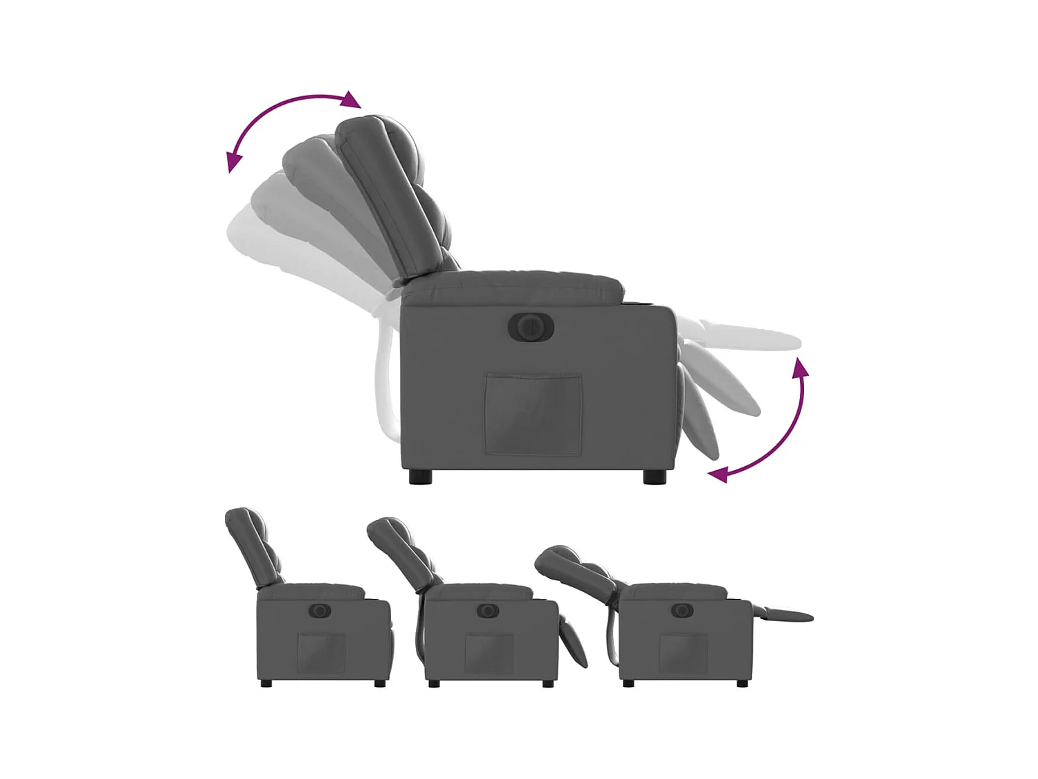 Sillón de relax | Silla | Sillón reclinable eléctrico de cuero sintético gris SHL7167