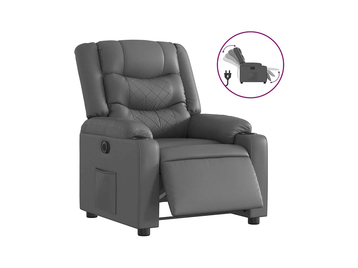 Fauteuil inclinable électrique-Chaise de relax-Fauteuil salon Gris Similicuir SHL5367