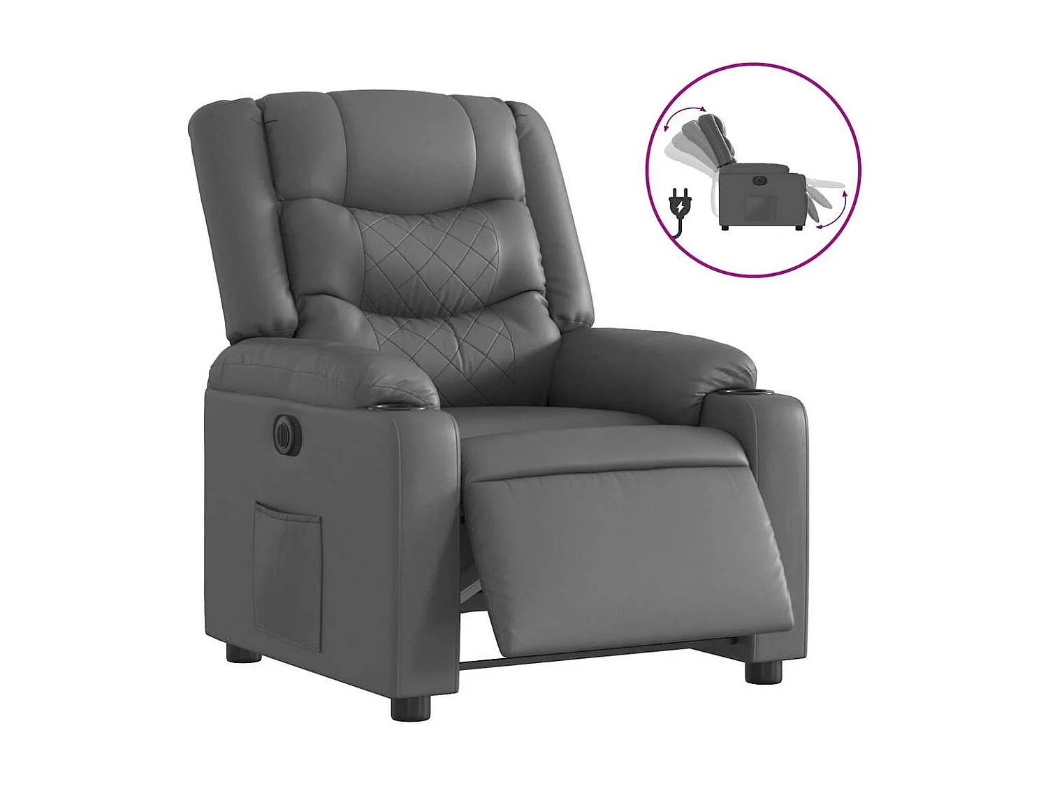 Fauteuil inclinable électrique-Chaise de relax-Fauteuil salon Gris Similicuir SHL5367
