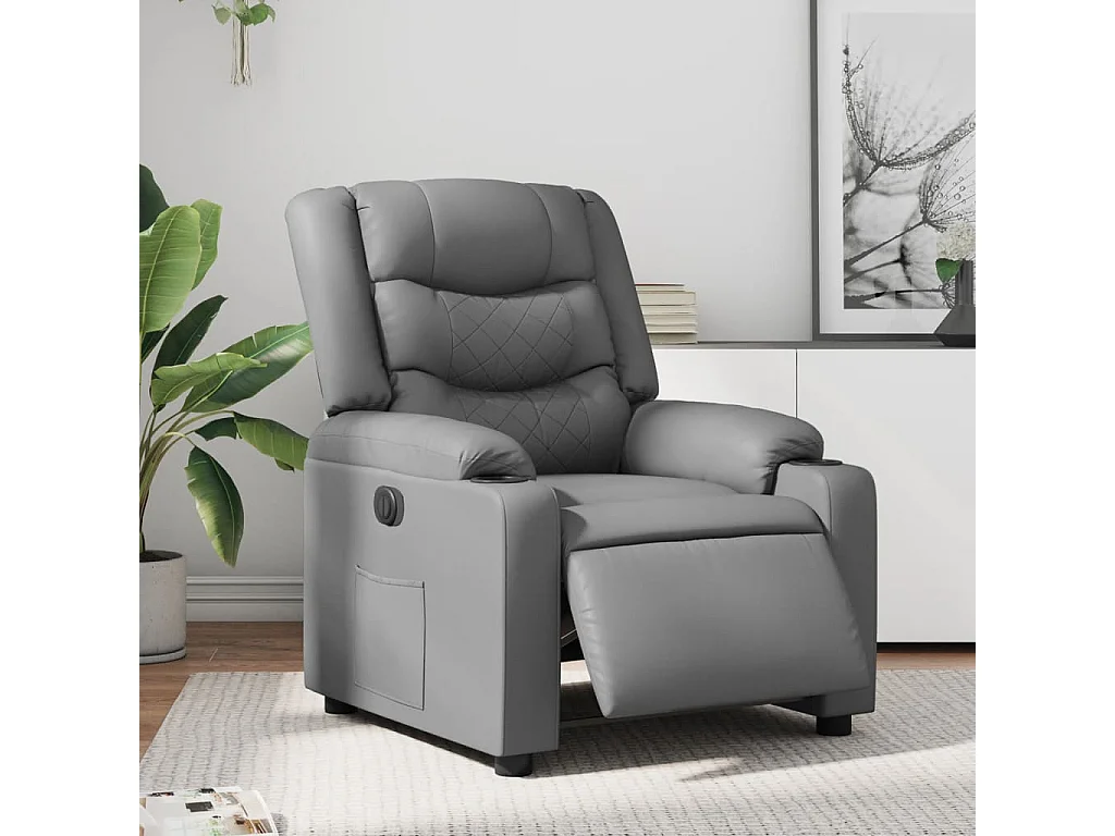 Fauteuil inclinable électrique-Chaise de relax-Fauteuil salon Gris Similicuir SHL5367