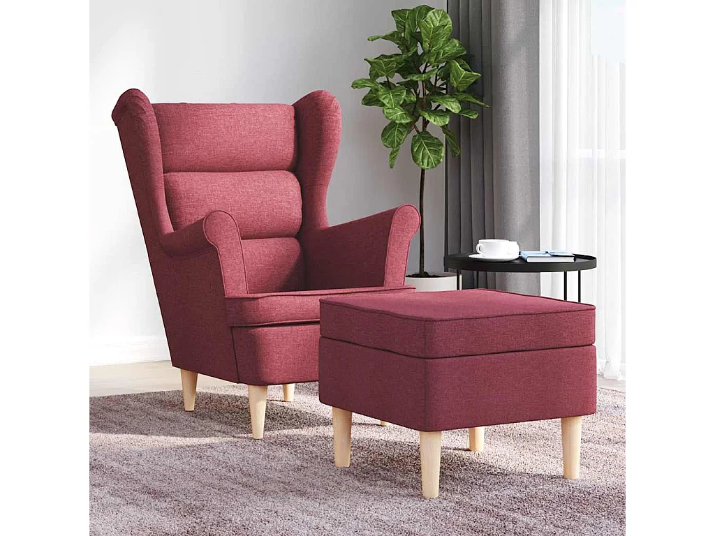 Poltrona Salotto | Sedia Relax | Poltrona con Poggiapiedi Rosso Vino in Tessuto SHL5901