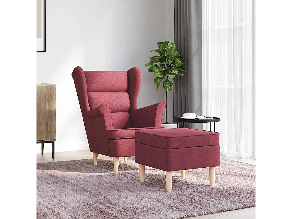 Poltrona Salotto | Sedia Relax | Poltrona con Poggiapiedi Rosso Vino in Tessuto SHL5901