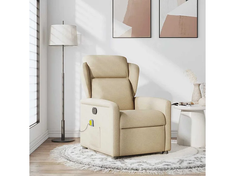 Sillón de salón | Silla | Sillón de masaje reclinable de tela crema SHL5584