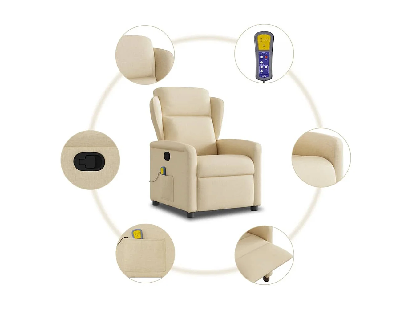 Sillón de salón | Silla | Sillón de masaje reclinable de tela crema SHL5584