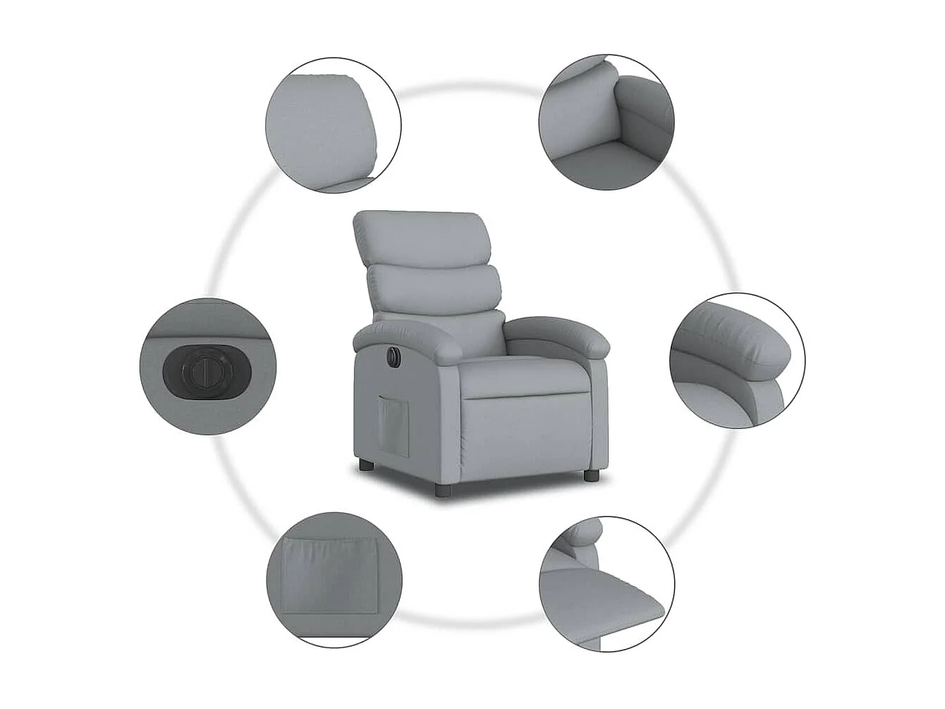 Sillón de relax | Silla | Sillón reclinable eléctrico tela gris claro SHL9564