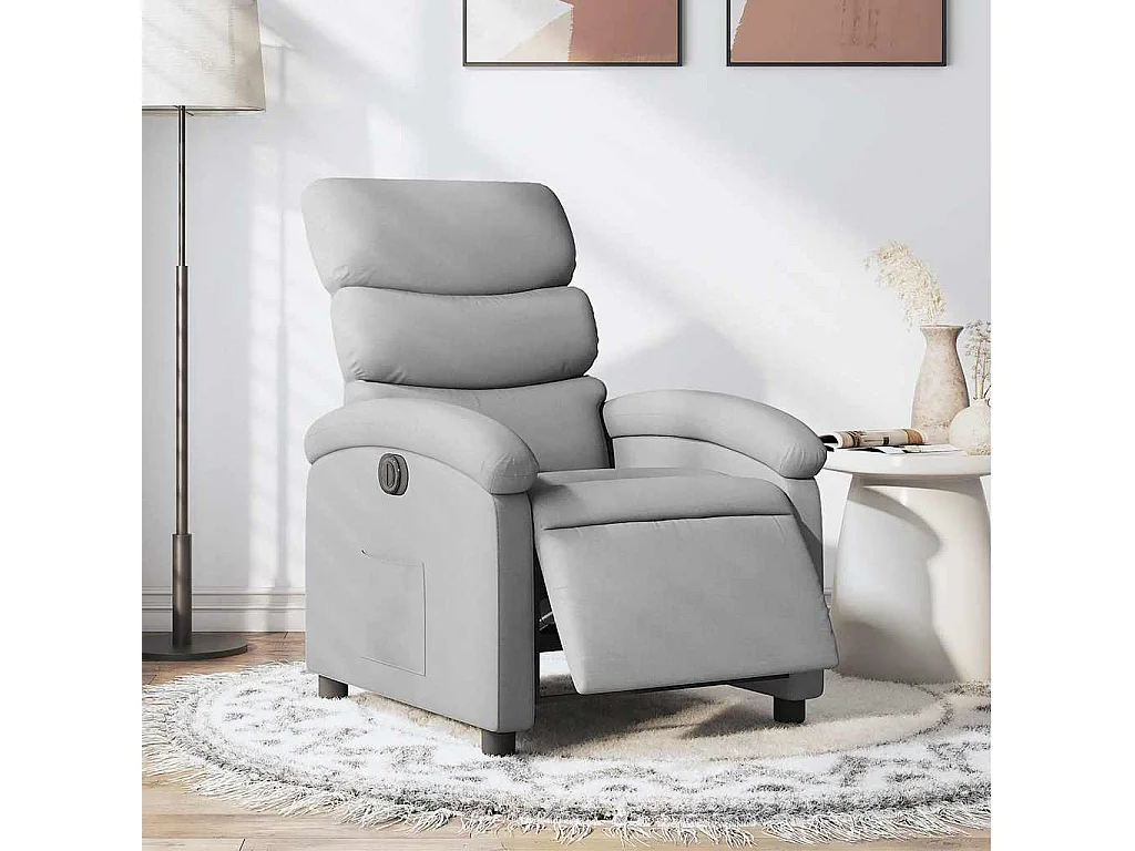 Relaxsessel Elektrisch | Lounge Sessel indoor Hellgrau Stoff SHL26450