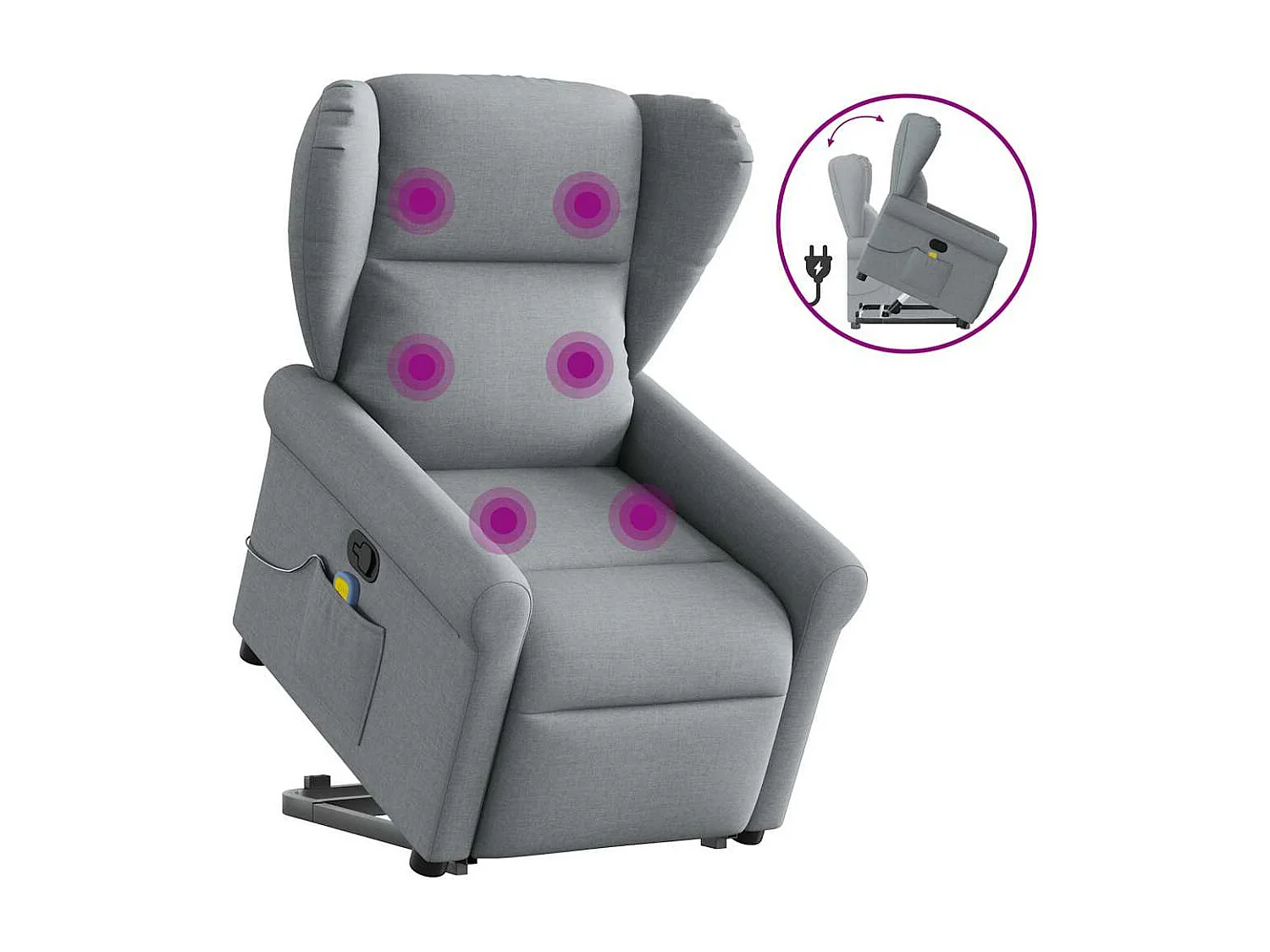 Sillón de salón | Silla | Sillón de masaje reclinable de pie de tela gris claro SHL3681