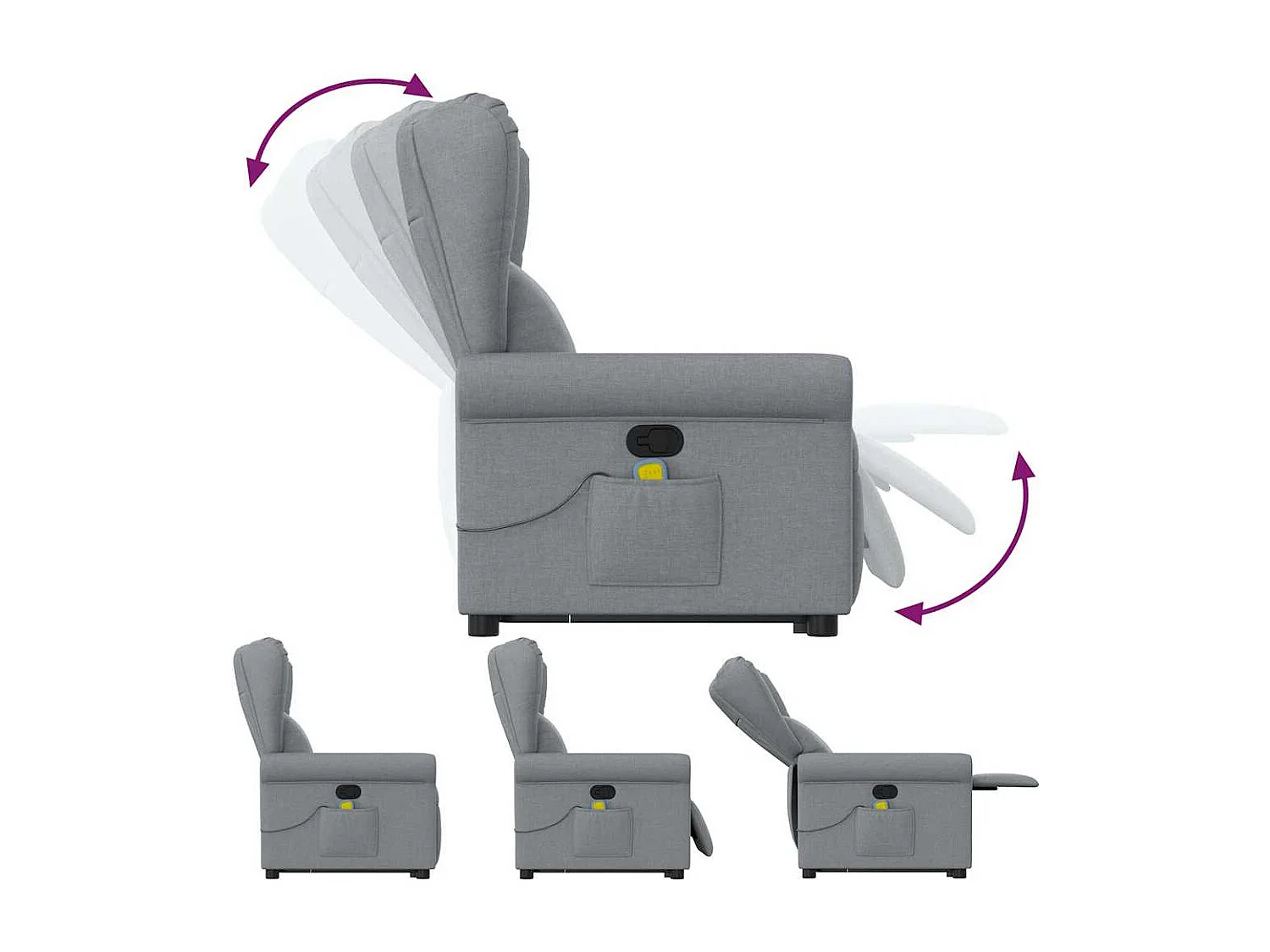 Sillón de salón | Silla | Sillón de masaje reclinable de pie de tela gris claro SHL3681