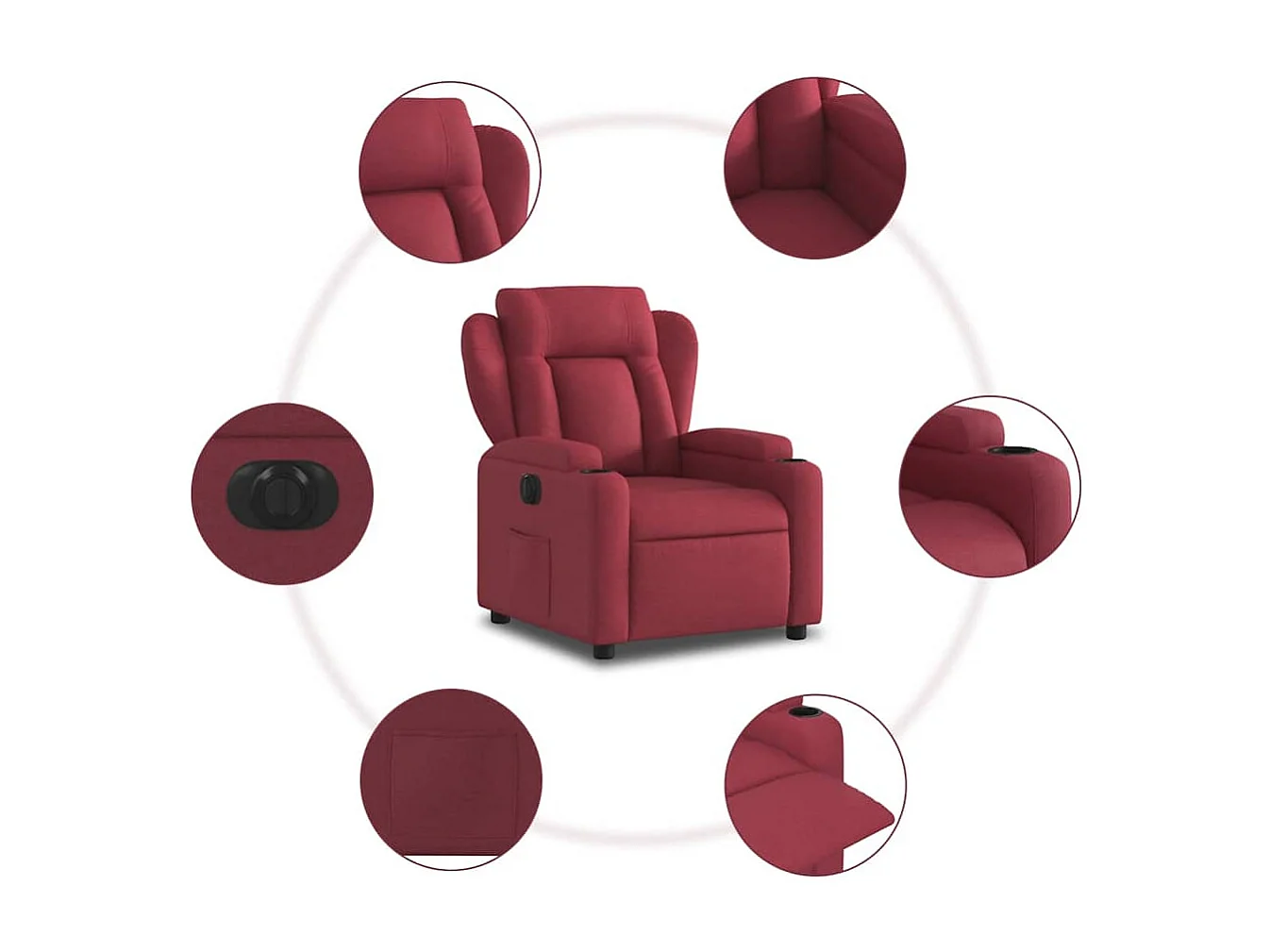 Sillón de relax | Silla | Sillón reclinable eléctrico tela rojo tinto SHL5374