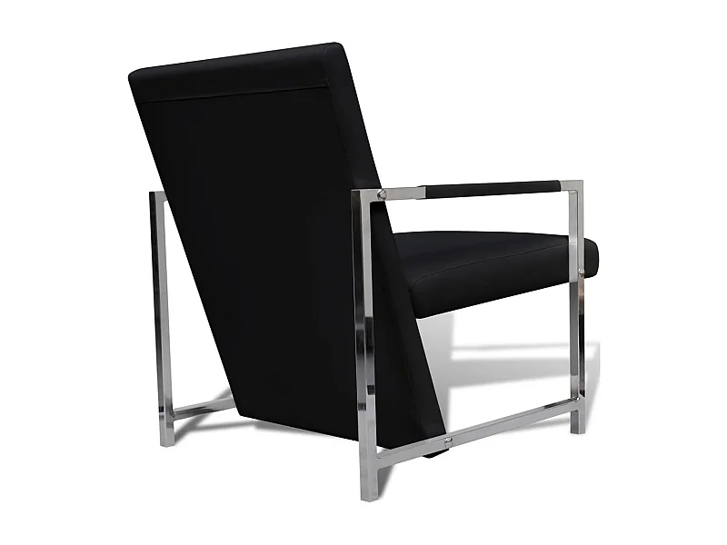 Sillón de salón con patas cromadas cuero sintético negro SHL3873