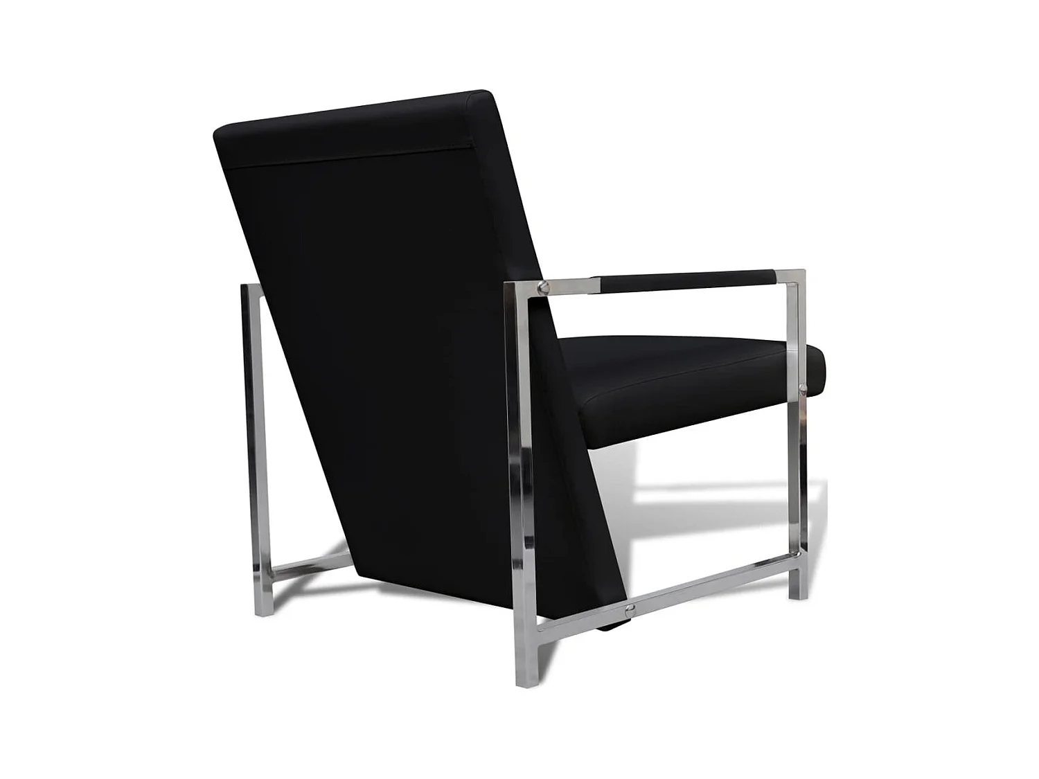 Fauteuil salon-Chaise de relax-Fauteuil avec pieds chromés Noir Similicuir SHL4248