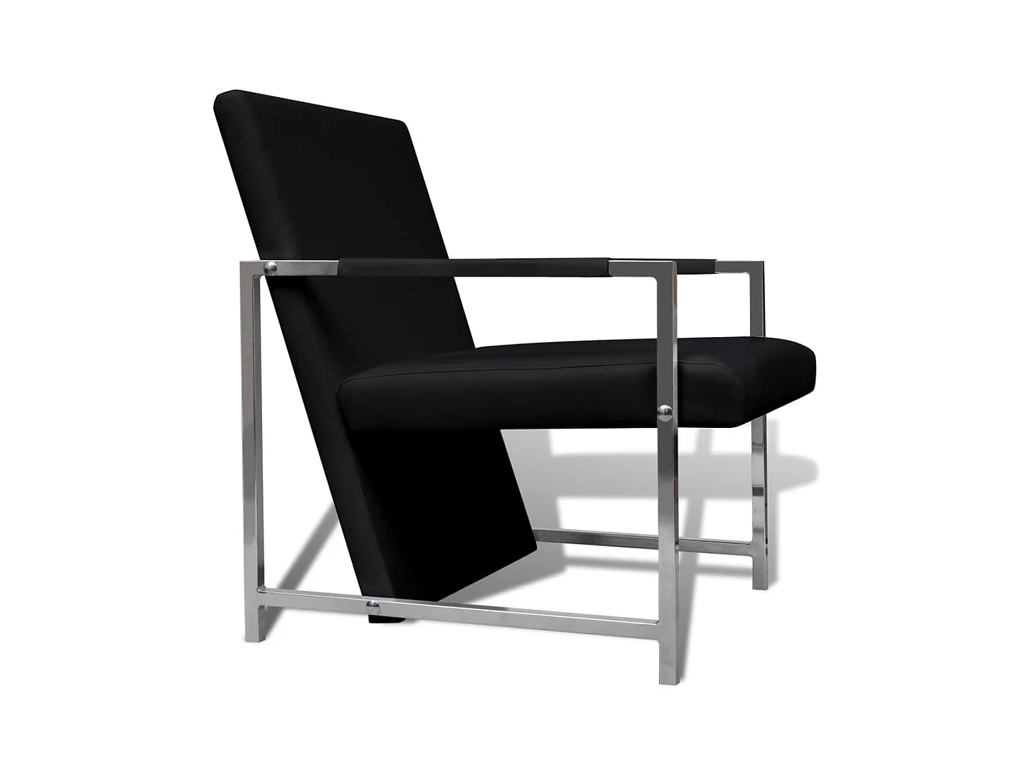 Sillón de salón con patas cromadas cuero sintético negro SHL3873