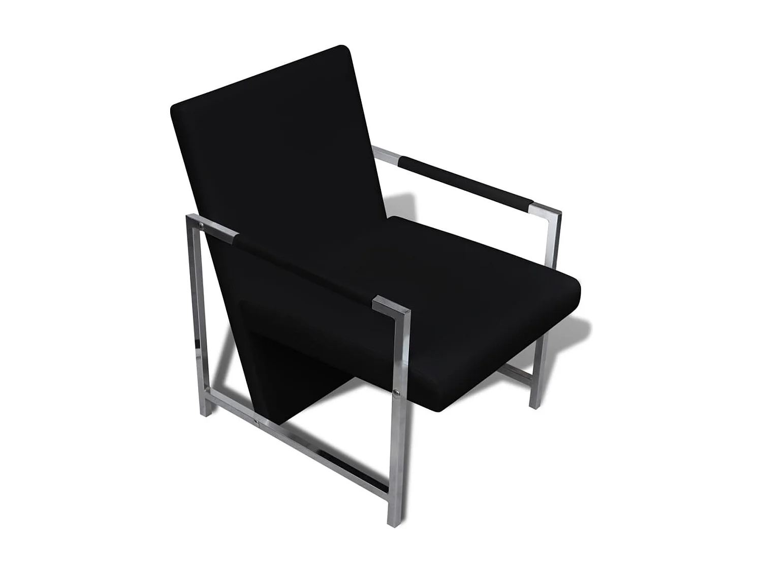 Fauteuil salon-Chaise de relax-Fauteuil avec pieds chromés Noir Similicuir SHL4248