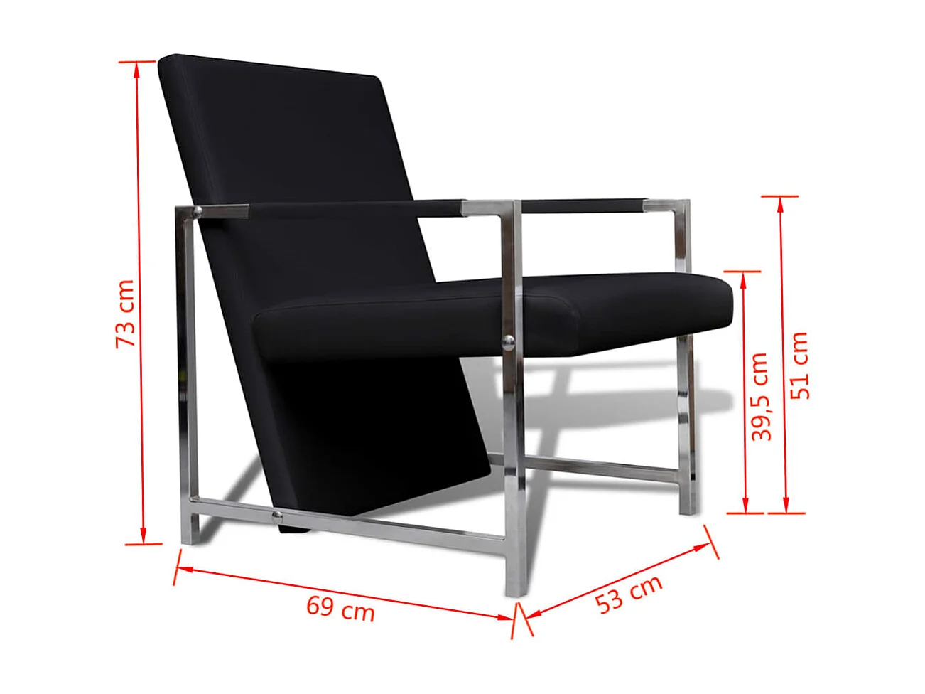 Fauteuil salon-Chaise de relax-Fauteuil avec pieds chromés Noir Similicuir SHL4248