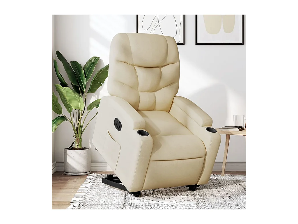 Silla de relax | Sillón eléctrico reclinable elevable de tela color crema SHL4329